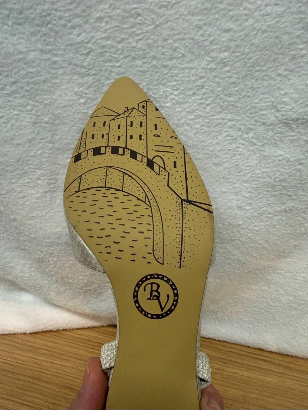Bella Vita Silver Pointed Toe Heel with Illustrated Sole